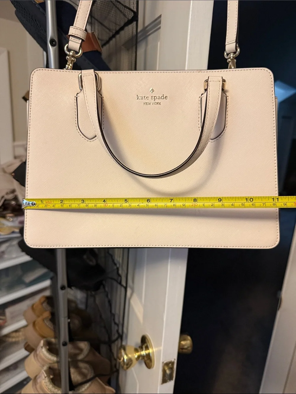 kate spade Cream Saffiano Leather Satchel with Removable Shoulder Strap
